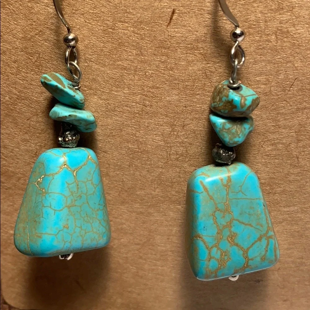 Handmade real turquoise earrings - Picture 9 of 9